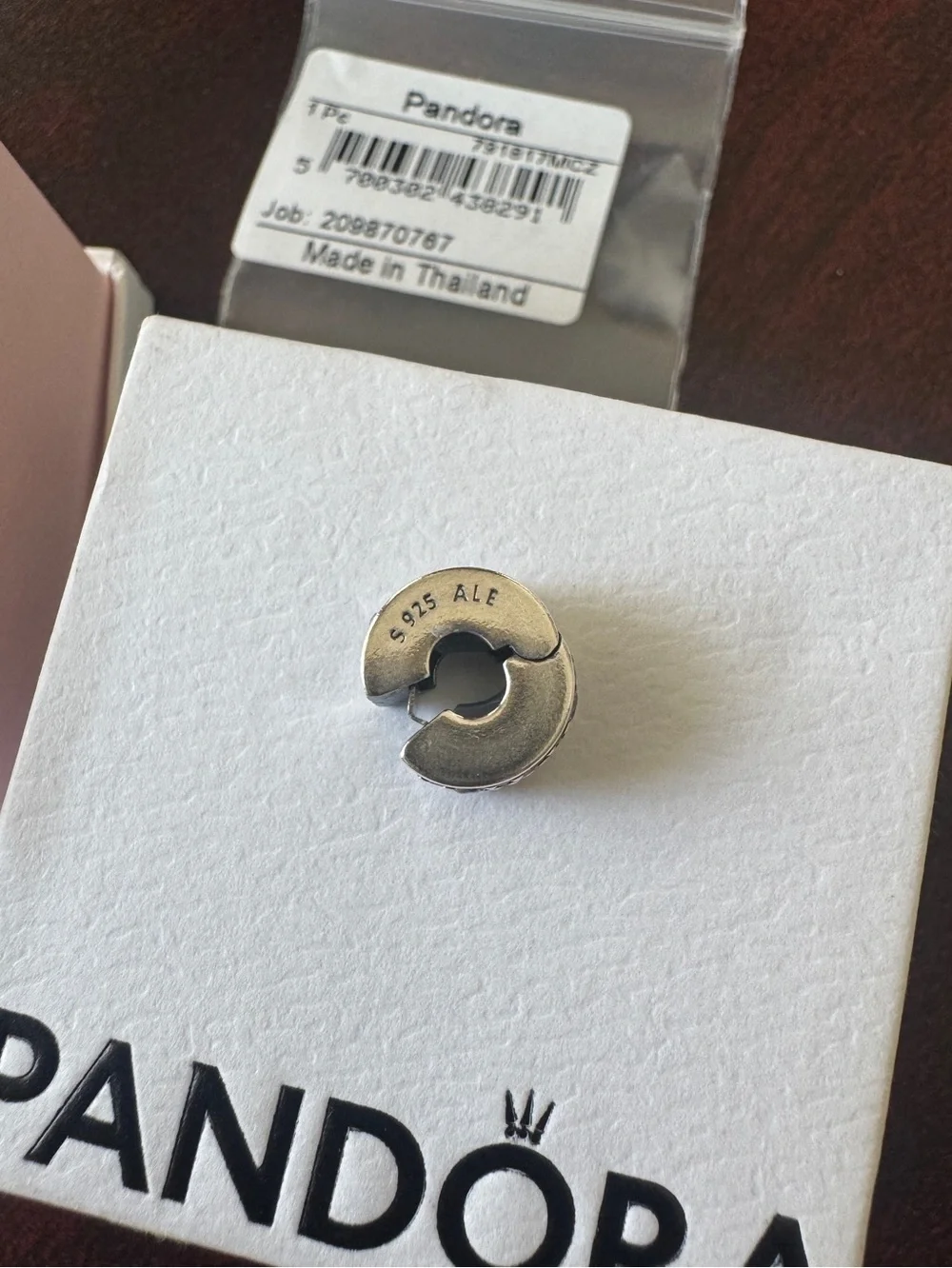 Pandora Sterling Silver Pink Pave Spacer Charm